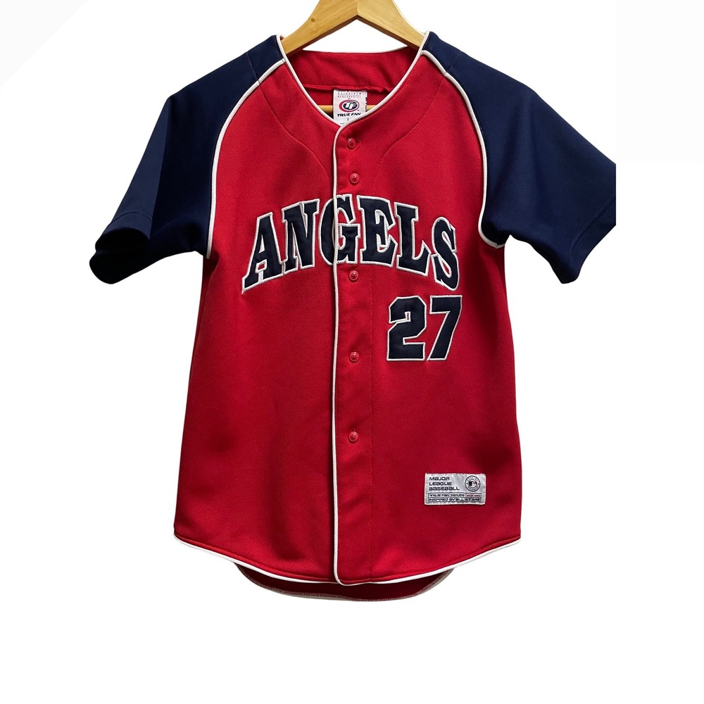 True Fan MLB Los Angeles Angels Vladimir Guerrero 27 Baseball Jersey Red boys L